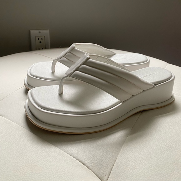 White Platform Flip Flop Sandals - Picture 3 of 8